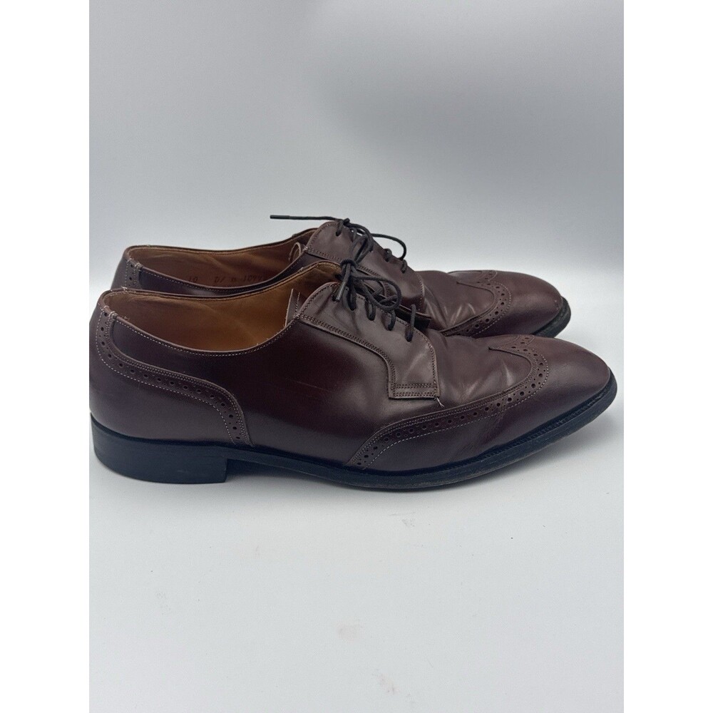 FLAW Johnston & Murphy Optima Mens 10 D/B Wingtip Oxford Shoes Brown USA Leather